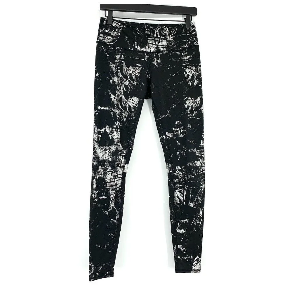 ALO Leggings Black White Marbled Tie Dye Mid Rise Full Length_2